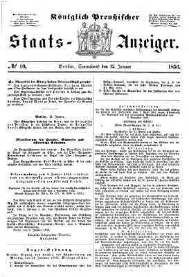 Königlich Preußischer Staats-Anzeiger (Allgemeine preußische Staats-Zeitung) Samstag 12. Januar 1856