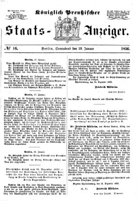 Königlich Preußischer Staats-Anzeiger (Allgemeine preußische Staats-Zeitung) Samstag 19. Januar 1856