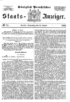 Königlich Preußischer Staats-Anzeiger (Allgemeine preußische Staats-Zeitung) Donnerstag 24. Januar 1856