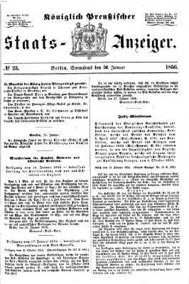 Königlich Preußischer Staats-Anzeiger (Allgemeine preußische Staats-Zeitung) Samstag 26. Januar 1856