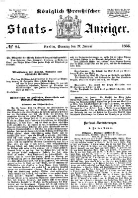 Königlich Preußischer Staats-Anzeiger (Allgemeine preußische Staats-Zeitung) Sonntag 27. Januar 1856