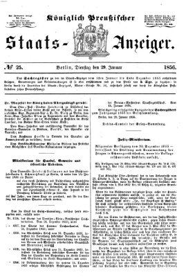 Königlich Preußischer Staats-Anzeiger (Allgemeine preußische Staats-Zeitung) Dienstag 29. Januar 1856