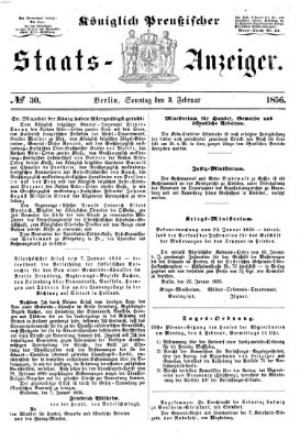 Königlich Preußischer Staats-Anzeiger (Allgemeine preußische Staats-Zeitung) Sonntag 3. Februar 1856