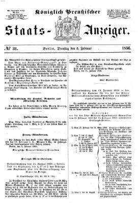 Königlich Preußischer Staats-Anzeiger (Allgemeine preußische Staats-Zeitung) Dienstag 5. Februar 1856