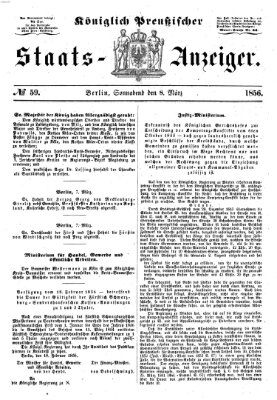 Königlich Preußischer Staats-Anzeiger (Allgemeine preußische Staats-Zeitung) Samstag 8. März 1856