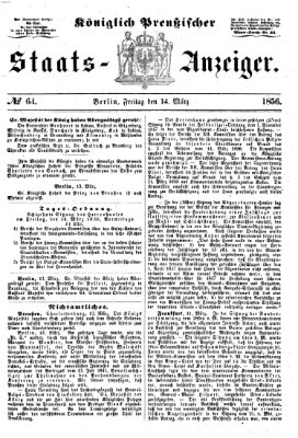 Königlich Preußischer Staats-Anzeiger (Allgemeine preußische Staats-Zeitung) Freitag 14. März 1856