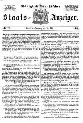 Königlich Preußischer Staats-Anzeiger (Allgemeine preußische Staats-Zeitung) Sonntag 23. März 1856