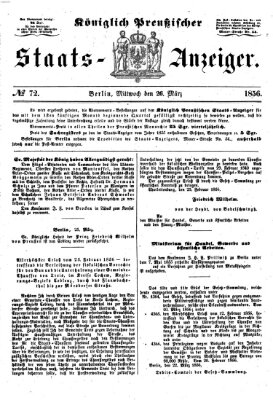 Königlich Preußischer Staats-Anzeiger (Allgemeine preußische Staats-Zeitung) Mittwoch 26. März 1856