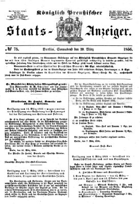 Königlich Preußischer Staats-Anzeiger (Allgemeine preußische Staats-Zeitung) Samstag 29. März 1856