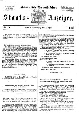 Königlich Preußischer Staats-Anzeiger (Allgemeine preußische Staats-Zeitung) Donnerstag 3. April 1856