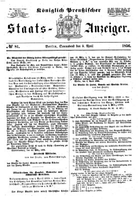 Königlich Preußischer Staats-Anzeiger (Allgemeine preußische Staats-Zeitung) Samstag 5. April 1856