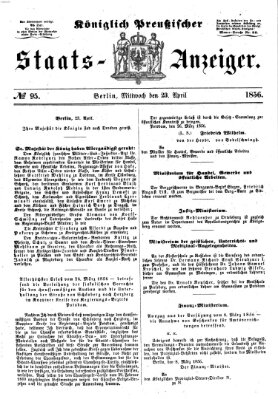 Königlich Preußischer Staats-Anzeiger (Allgemeine preußische Staats-Zeitung) Mittwoch 23. April 1856