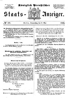 Königlich Preußischer Staats-Anzeiger (Allgemeine preußische Staats-Zeitung) Donnerstag 8. Mai 1856