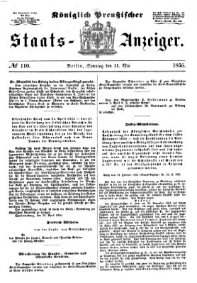 Königlich Preußischer Staats-Anzeiger (Allgemeine preußische Staats-Zeitung) Sonntag 11. Mai 1856