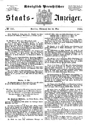 Königlich Preußischer Staats-Anzeiger (Allgemeine preußische Staats-Zeitung) Mittwoch 14. Mai 1856