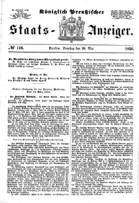 Königlich Preußischer Staats-Anzeiger (Allgemeine preußische Staats-Zeitung) Dienstag 20. Mai 1856