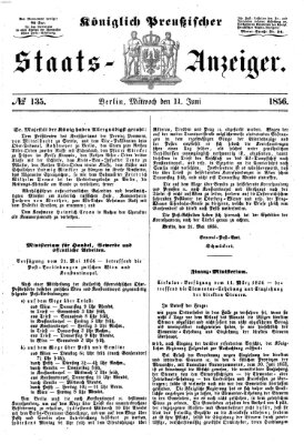 Königlich Preußischer Staats-Anzeiger (Allgemeine preußische Staats-Zeitung) Mittwoch 11. Juni 1856