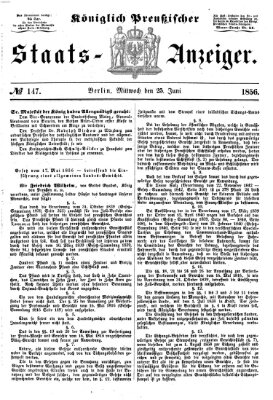 Königlich Preußischer Staats-Anzeiger (Allgemeine preußische Staats-Zeitung) Mittwoch 25. Juni 1856