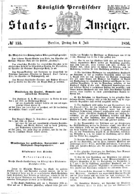 Königlich Preußischer Staats-Anzeiger (Allgemeine preußische Staats-Zeitung) Freitag 4. Juli 1856