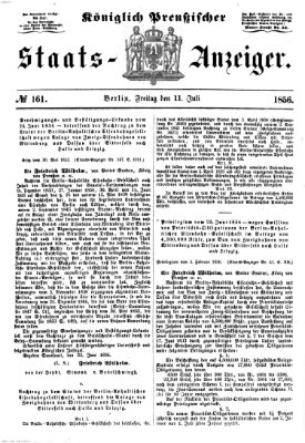 Königlich Preußischer Staats-Anzeiger (Allgemeine preußische Staats-Zeitung) Freitag 11. Juli 1856