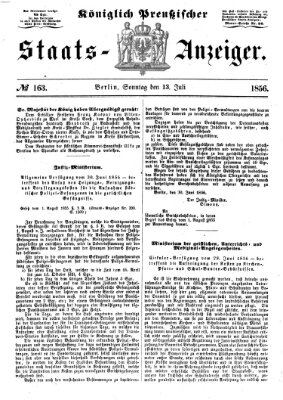 Königlich Preußischer Staats-Anzeiger (Allgemeine preußische Staats-Zeitung) Sonntag 13. Juli 1856