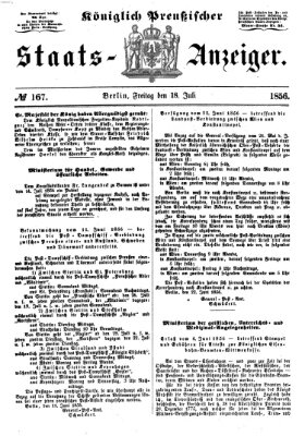 Königlich Preußischer Staats-Anzeiger (Allgemeine preußische Staats-Zeitung) Freitag 18. Juli 1856