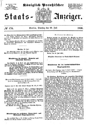 Königlich Preußischer Staats-Anzeiger (Allgemeine preußische Staats-Zeitung) Dienstag 22. Juli 1856