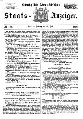 Königlich Preußischer Staats-Anzeiger (Allgemeine preußische Staats-Zeitung) Freitag 25. Juli 1856