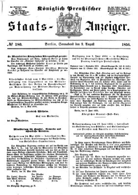 Königlich Preußischer Staats-Anzeiger (Allgemeine preußische Staats-Zeitung) Samstag 2. August 1856