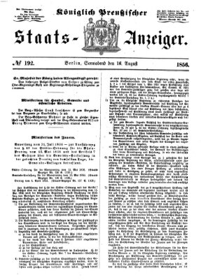 Königlich Preußischer Staats-Anzeiger (Allgemeine preußische Staats-Zeitung) Samstag 16. August 1856