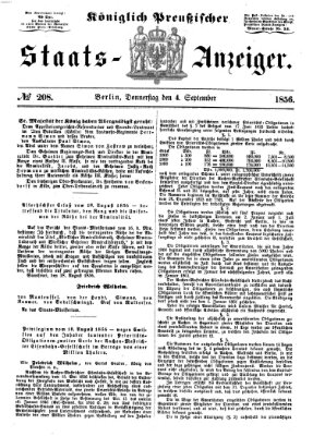 Königlich Preußischer Staats-Anzeiger (Allgemeine preußische Staats-Zeitung) Donnerstag 4. September 1856