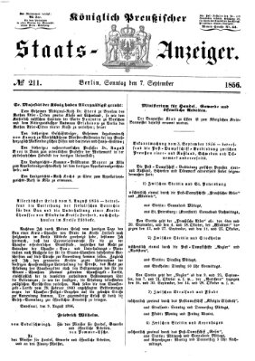 Königlich Preußischer Staats-Anzeiger (Allgemeine preußische Staats-Zeitung) Sonntag 7. September 1856