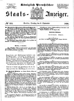 Königlich Preußischer Staats-Anzeiger (Allgemeine preußische Staats-Zeitung) Dienstag 9. September 1856