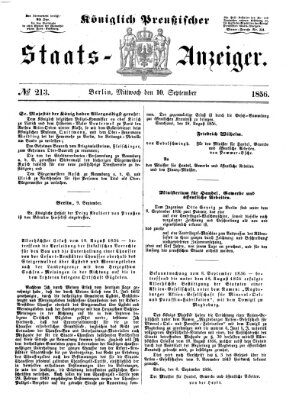 Königlich Preußischer Staats-Anzeiger (Allgemeine preußische Staats-Zeitung) Mittwoch 10. September 1856