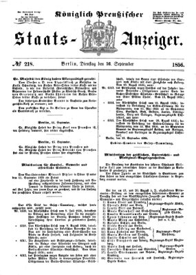 Königlich Preußischer Staats-Anzeiger (Allgemeine preußische Staats-Zeitung) Dienstag 16. September 1856