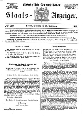 Königlich Preußischer Staats-Anzeiger (Allgemeine preußische Staats-Zeitung) Sonntag 28. September 1856