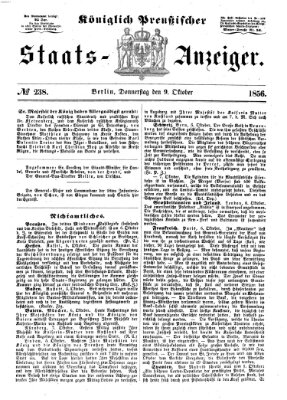 Königlich Preußischer Staats-Anzeiger (Allgemeine preußische Staats-Zeitung) Donnerstag 9. Oktober 1856