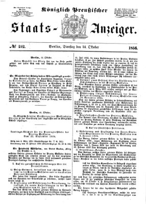 Königlich Preußischer Staats-Anzeiger (Allgemeine preußische Staats-Zeitung) Dienstag 14. Oktober 1856