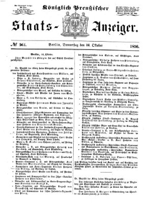 Königlich Preußischer Staats-Anzeiger (Allgemeine preußische Staats-Zeitung) Donnerstag 16. Oktober 1856