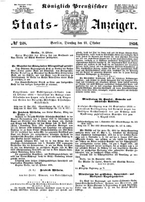 Königlich Preußischer Staats-Anzeiger (Allgemeine preußische Staats-Zeitung) Dienstag 21. Oktober 1856