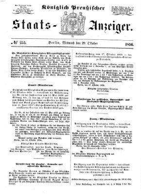 Königlich Preußischer Staats-Anzeiger (Allgemeine preußische Staats-Zeitung) Mittwoch 29. Oktober 1856