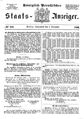 Königlich Preußischer Staats-Anzeiger (Allgemeine preußische Staats-Zeitung) Samstag 1. November 1856