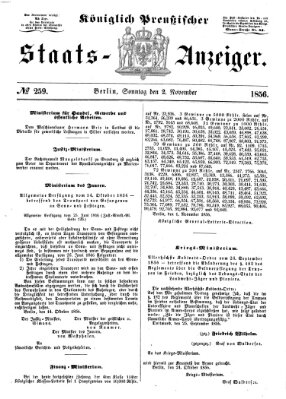 Königlich Preußischer Staats-Anzeiger (Allgemeine preußische Staats-Zeitung) Sonntag 2. November 1856