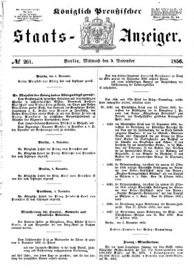 Königlich Preußischer Staats-Anzeiger (Allgemeine preußische Staats-Zeitung) Mittwoch 5. November 1856