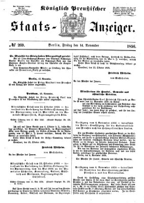 Königlich Preußischer Staats-Anzeiger (Allgemeine preußische Staats-Zeitung) Freitag 14. November 1856