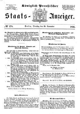 Königlich Preußischer Staats-Anzeiger (Allgemeine preußische Staats-Zeitung) Dienstag 25. November 1856