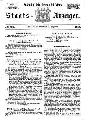 Königlich Preußischer Staats-Anzeiger (Allgemeine preußische Staats-Zeitung) Mittwoch 3. Dezember 1856