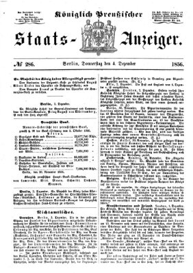 Königlich Preußischer Staats-Anzeiger (Allgemeine preußische Staats-Zeitung) Donnerstag 4. Dezember 1856