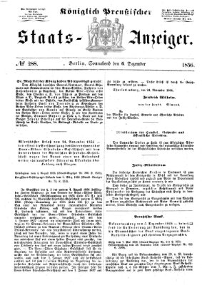 Königlich Preußischer Staats-Anzeiger (Allgemeine preußische Staats-Zeitung) Samstag 6. Dezember 1856