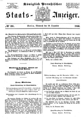 Königlich Preußischer Staats-Anzeiger (Allgemeine preußische Staats-Zeitung) Mittwoch 10. Dezember 1856